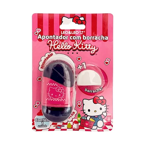 Apontador e Borracha HELLO KITTY - BLISTER C/1 UND - LEO E LEO