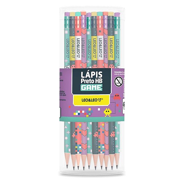 Lápis Hb com Borracha Game - POTE 72 UND - LEO E LEO