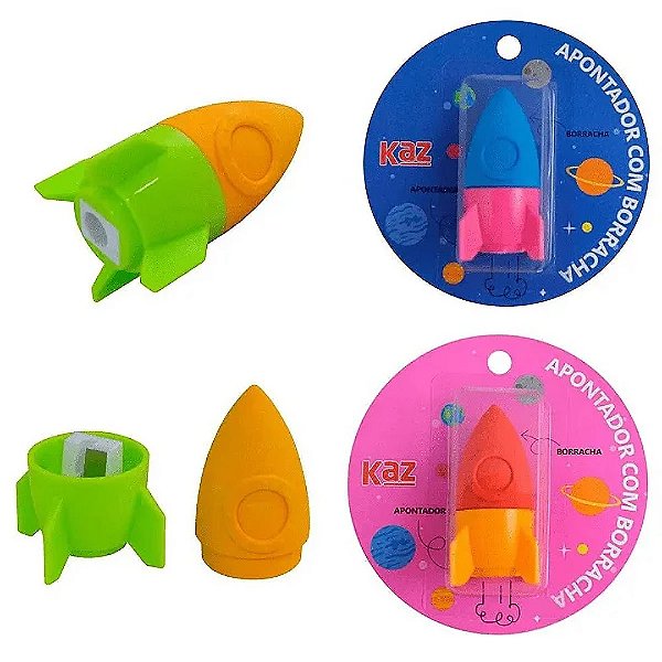 Apontador com borracha Foguete - UND - KAZ