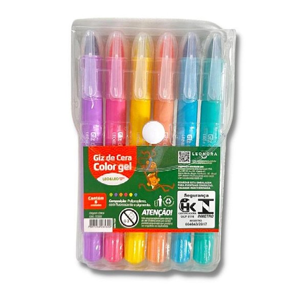 Giz de cera Color gel 6 cores - UND - LEO E LEO