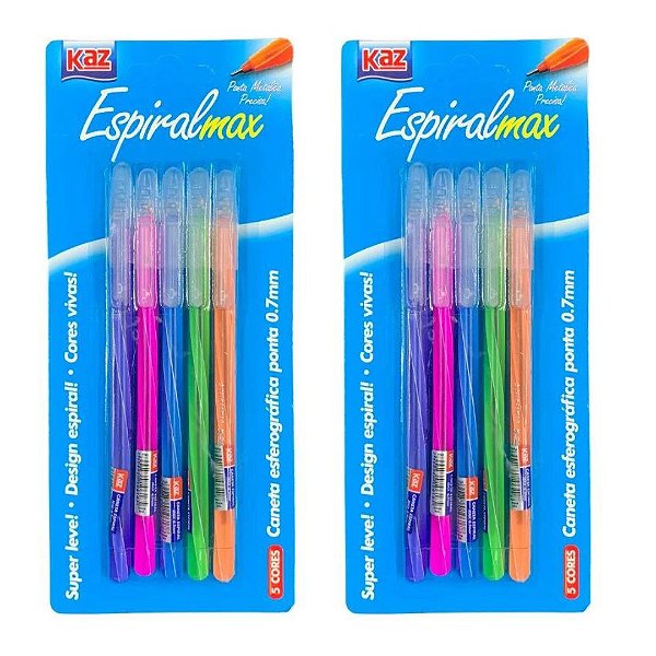 Caneta Espiral Max 0.7 - BLISTER 5 UND - KAZ