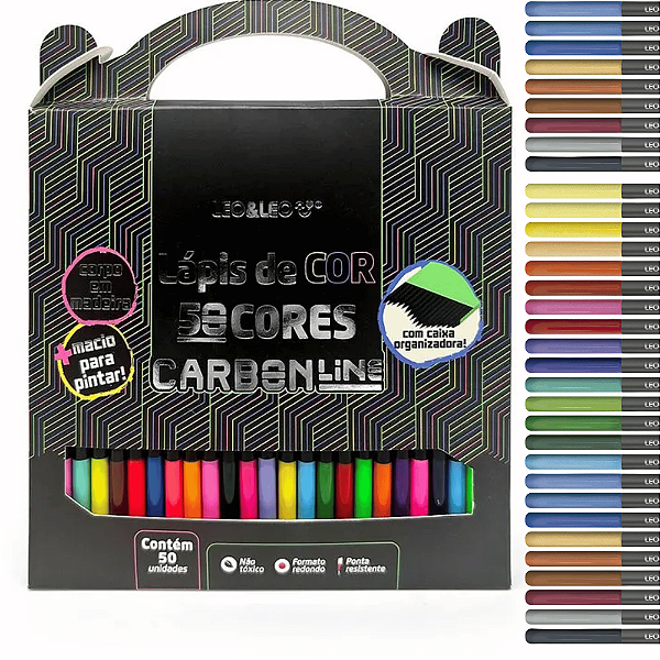 Lápis de cor Carbon line - 50 CORES - LEO E LEO