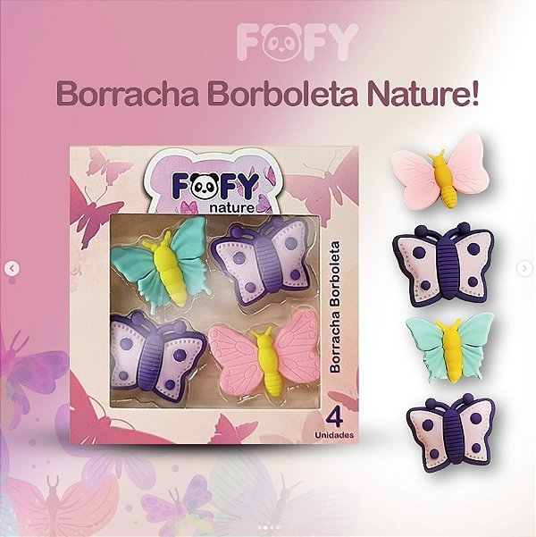 Borracha borboleta nature - CX 4 UND - FOFY