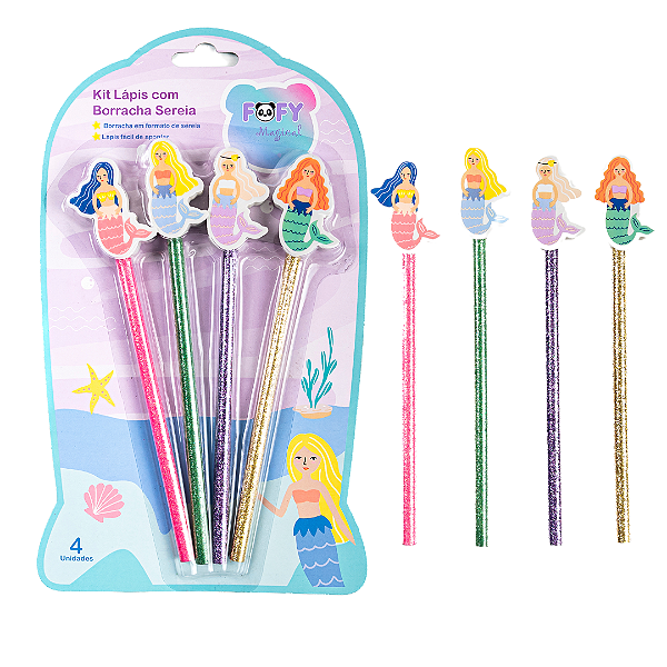 Kit lápis com Borracha SEREIA  - FOFY