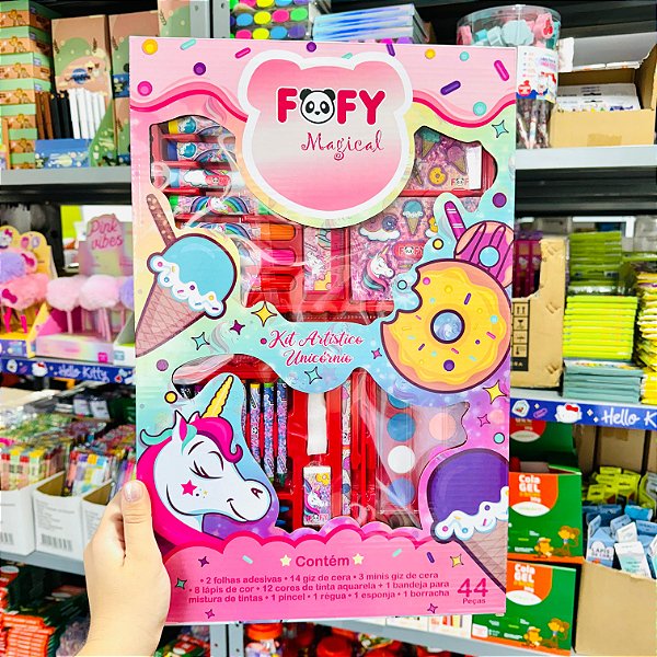 Maleta Kit artistico Unicórnio MAGICAL 44 ITENS - FOFY