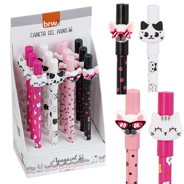 Caneta esferográfica apagável 0.7MM - Paws - DISPLAY C/ 12UND - BRW