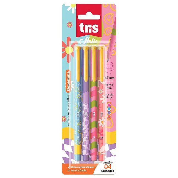 Caneta esferográfica Dopamina  0.7 - BLISTER 4 UND - TRIS