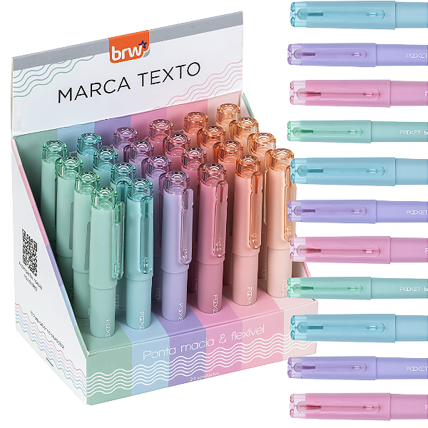 Marca texto POCKET - PASTEL - CX 24 UND  -  BRW