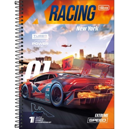 Caderno Univeersitário  X-RACING 1M 80F - UND - TILIBRA