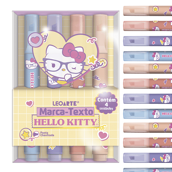 Marca texto Hello kitty - ESTOJO C/ 4 CORES - LEO E LEO