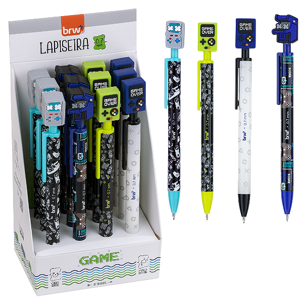 Lapiseira plástica divertida 0,7MM - GAME - DISPLAY C/ 12UND - BRW