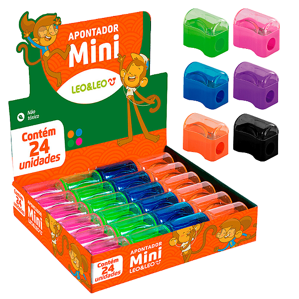 Apontador mini depósito - CX/24 UND - LEO E LEO