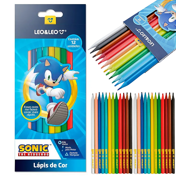 Lápis de cor Sonic 12 CORES TRIANGULAR - LEO E LEO