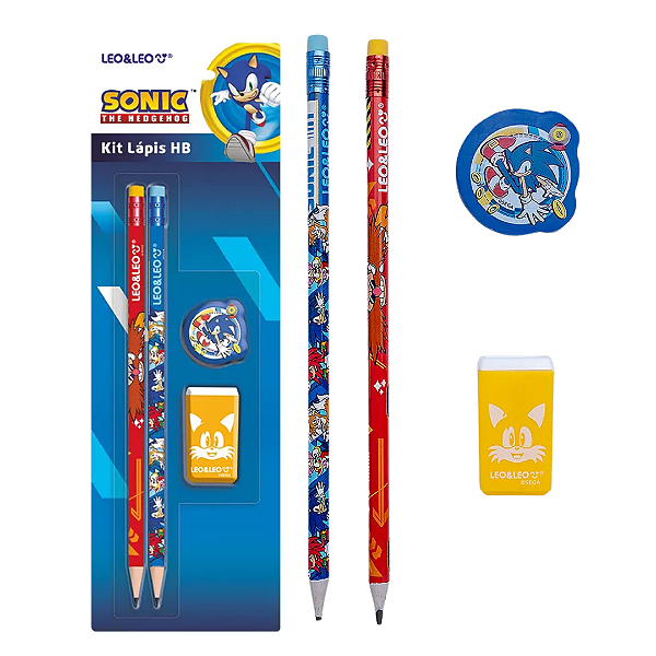 Kit escolar SONIC - BLISTER - LEO E LEO