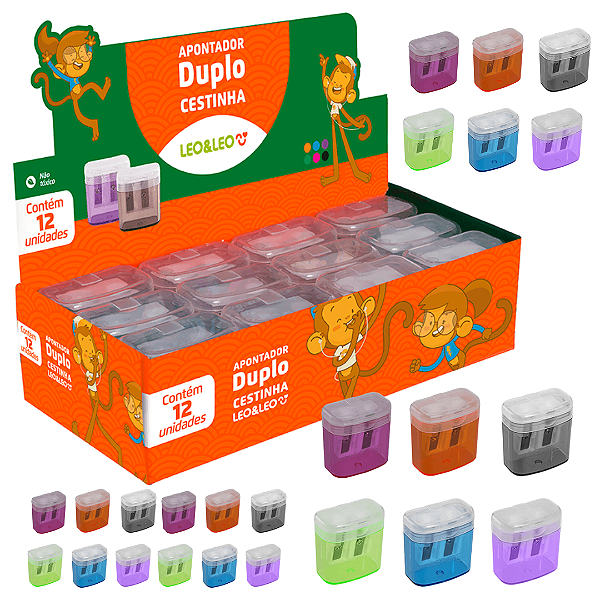 Apontador duplo cestinha-  CX/12 UND - LEO E LEO
