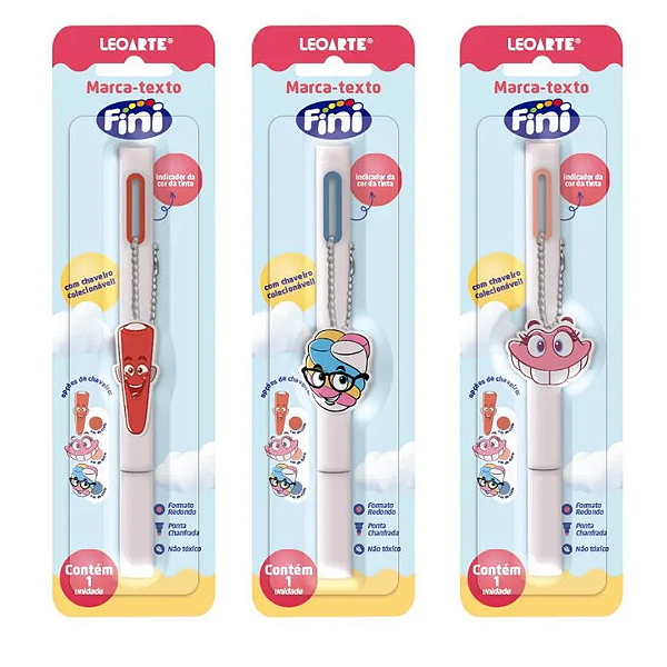 Marca texto C/ PINGENTE FINI - BLISTER 01 UND  ESTAMPAS SORTIDAS - LEOARTE