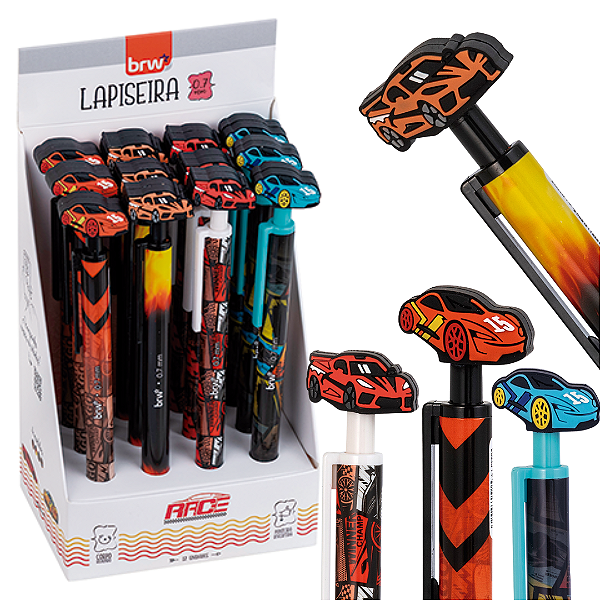 Lapiseira plástica divertida 0,7MM - RACE - DISPLAY C/ 12UND - BRW