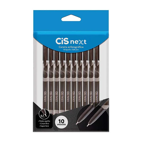 Caneta Esferográfica CIS NEXT - PCT C/10 UND - PRETAS  - CIS