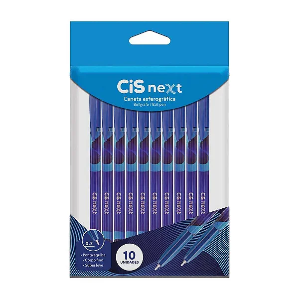 Caneta Esferográfica CIS NEXT - PCT C/10 UND - AZUIS - CIS