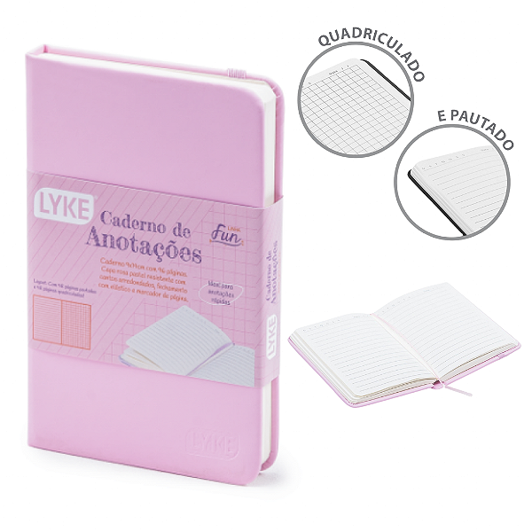 Caderno de anotações Pautado ROSA  - UNIDADE - LYKE