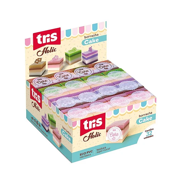 Borracha Cake com cheirinho - CAIXA 32 UND - TRIS