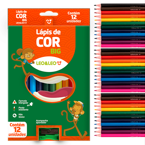Lápis de cor 12 CORES BIG 150MM - LEO E LEO