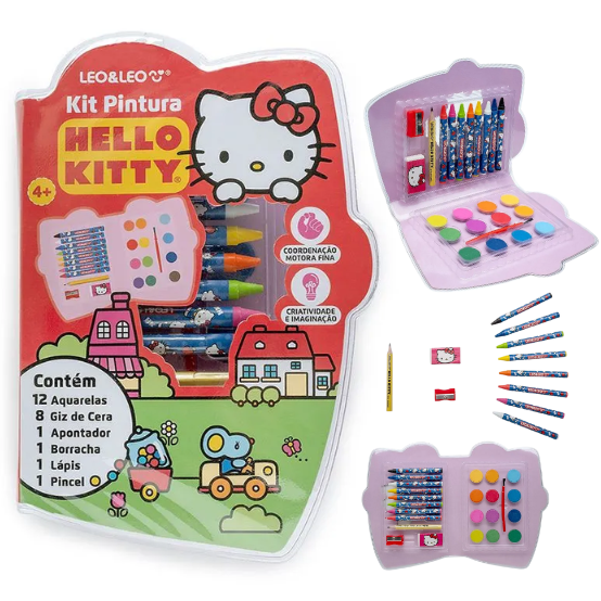 Kit Pintura Cores dos personagens  HELLO KITTY - ESTOJO C/ 24 PECAS - LEO e LEO