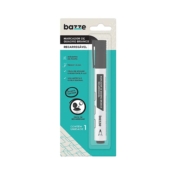 Marcador para Quadro Branco - PRETO CART 1UND - BAZZE