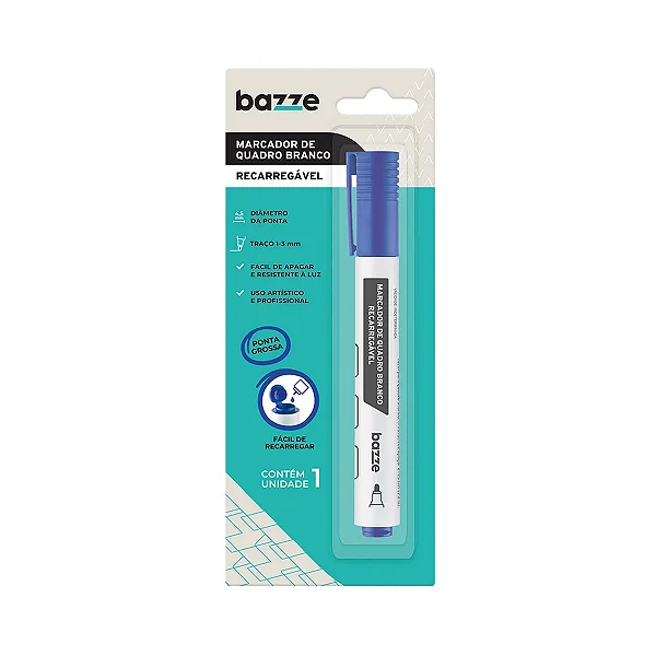 Marcador para Quadro Branco - AZUL  CART 1UND - BAZZE