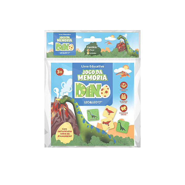 Livro Educativo  JOGO DA MEMORIA DINO - OPPBAG C/ LIVRO + JOGO DA MEMORIA - LEO E LEO