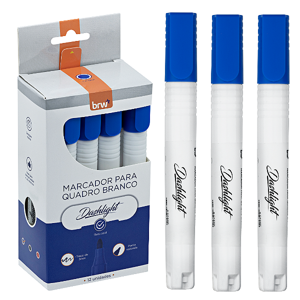 Marcador QUADRO BRANCO DASHLIGHT - AZUL - CAIXA C/ 12UND - BRW