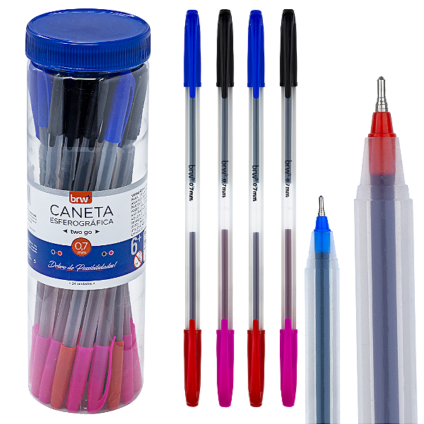 Caneta Esferográfica 0,7MM TWO GO - POTE C/ 24UND - BRW