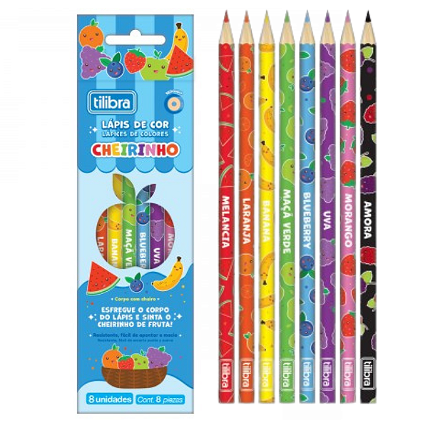 Lápis de Cor Com Cheirinho 8 Cores - TILIBRA