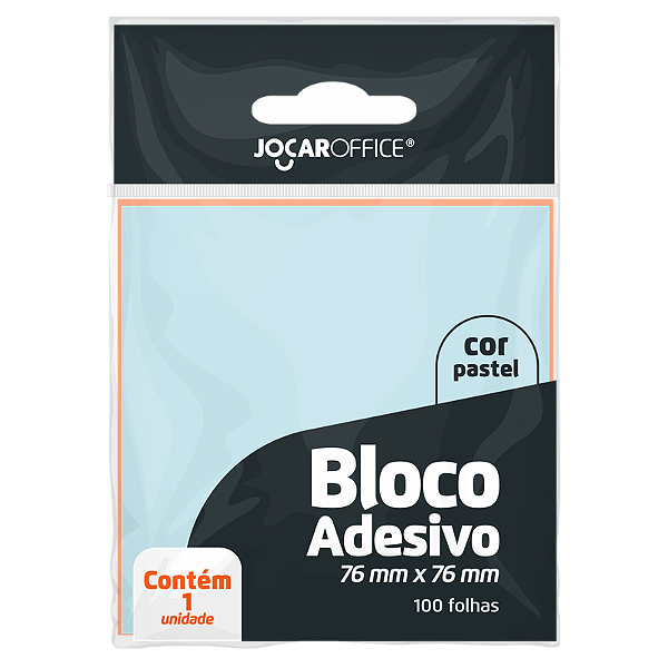 Bloco Adesivo AZUL  PASTEL 76MMx76MM - OPPBAG C/ 1 BLOCO 100F - JOCAR OFFICE