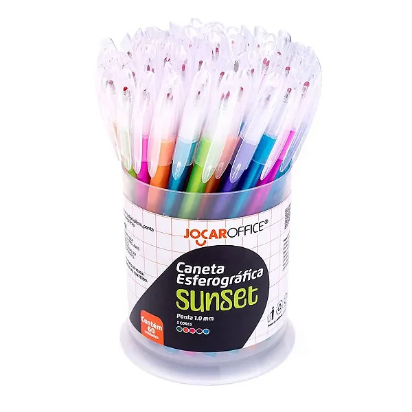 Caneta ESF. SUNSET 1.0 - DISPENSER C/ 60 UNID - JOCAR OFFICE
