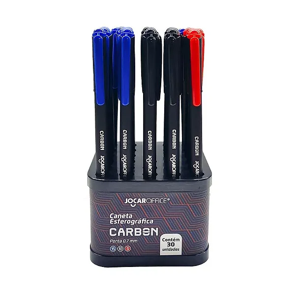Caneta  ESF. CARBON 0.7 - DISPLAY C/ 30 UNID. AZUL PRETA VERMELHA -  JOCAR OFFICE