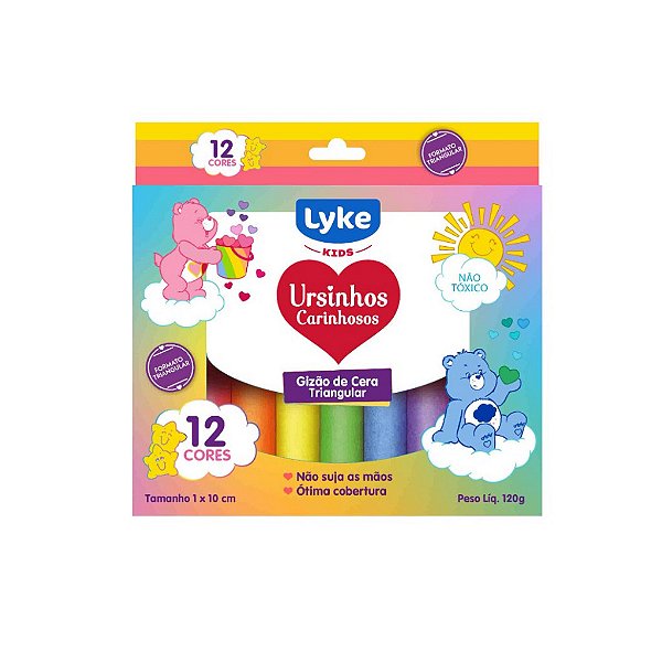 Giz de Cera Triangular  12 CORES - LYKE