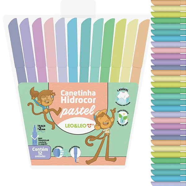 Hidrocor TONS PASTEL - ESTOJO C/ 12 UND - LEO E LEO