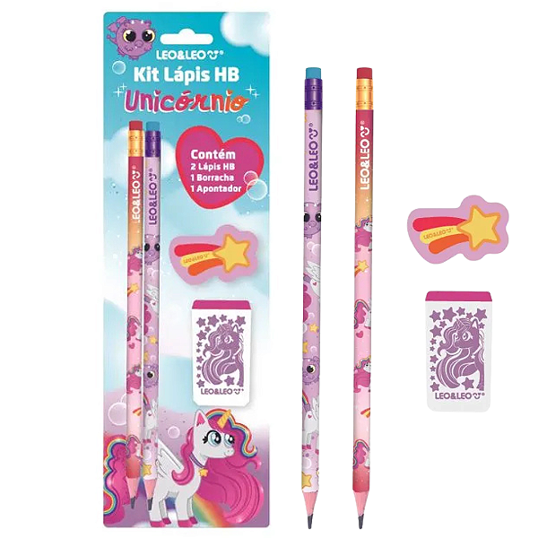 Kit Escolar UNICORNIO 4 peças - LEO E LEO