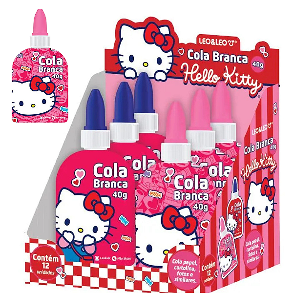Cola Branca escolar Liquida HELLO KITTY 40G - DISPLAY C/12 UND - LEO E LEO