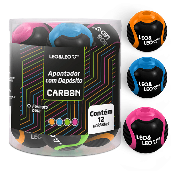 Apontador Bola com Depósito CARBON LINE - POTE C/ 12 UND - LEO E LEO