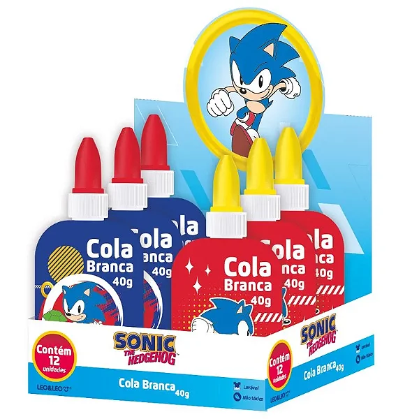 Cola Branca Escolar Liquida -  SONIC 40GRAMAS - DISPLAY C/12 UND - LEO E LEO