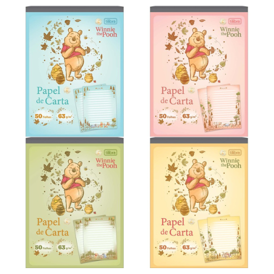 Caderno colado PAPEL CARTA POOH 50F - UNIDADE - TILIBRA