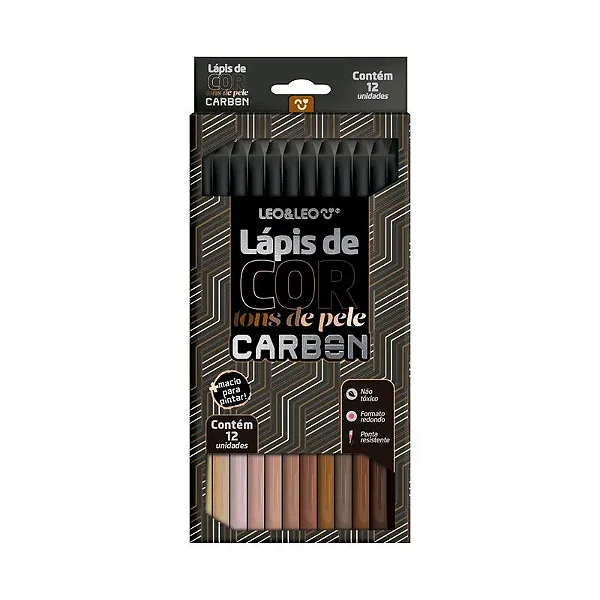 Lápis de cor CARBON 12 CORES TONS DE PELE - LEO E LEO