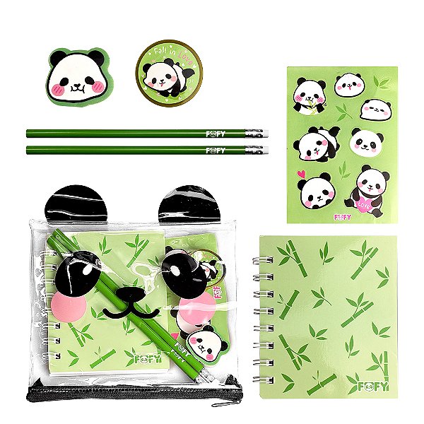 Kit Escolar Panda - KIt 6 PEÇAS - FOFY