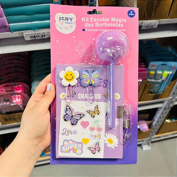Kit Escolar MAGIA DAS BORBOLETAS - KIT 5 PEÇAS  - FOFY