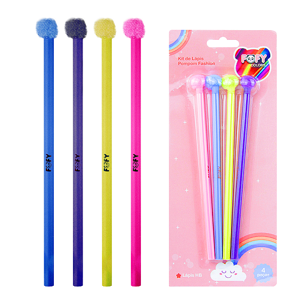 Kit de Lápis POMPOM FASHION - BLISTER 4 UND  - FOFY