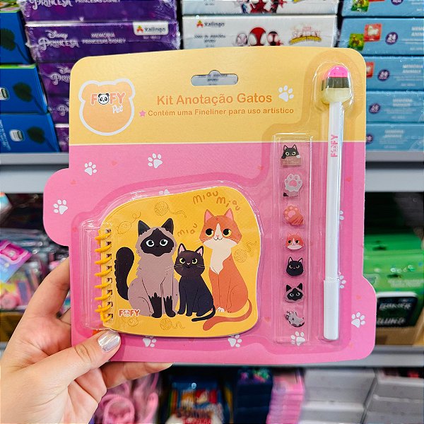 Kit Anotação GATOS - KIT 3 PEÇAS   - FOFY