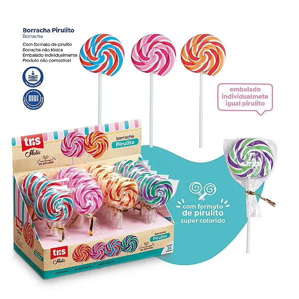 Borracha HOLIC PIRULITO - DISPLAY  24UND - TRIS