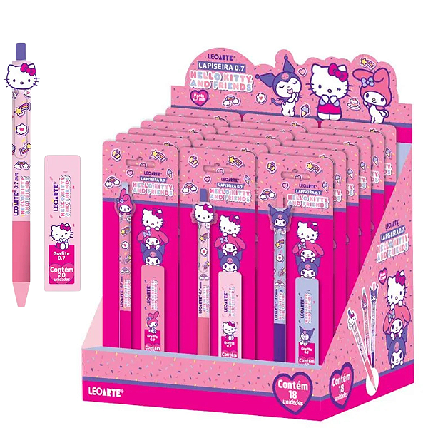 Lapiseira  0.7 C/ 20 Grafites  HELLO KITTY E AMIGOS -  BLISTER 1 UND -  LEOARTE